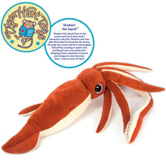 TigerHart Shubert the Squid size reference shows 35-inch plush ideal for room decor and cuddling
