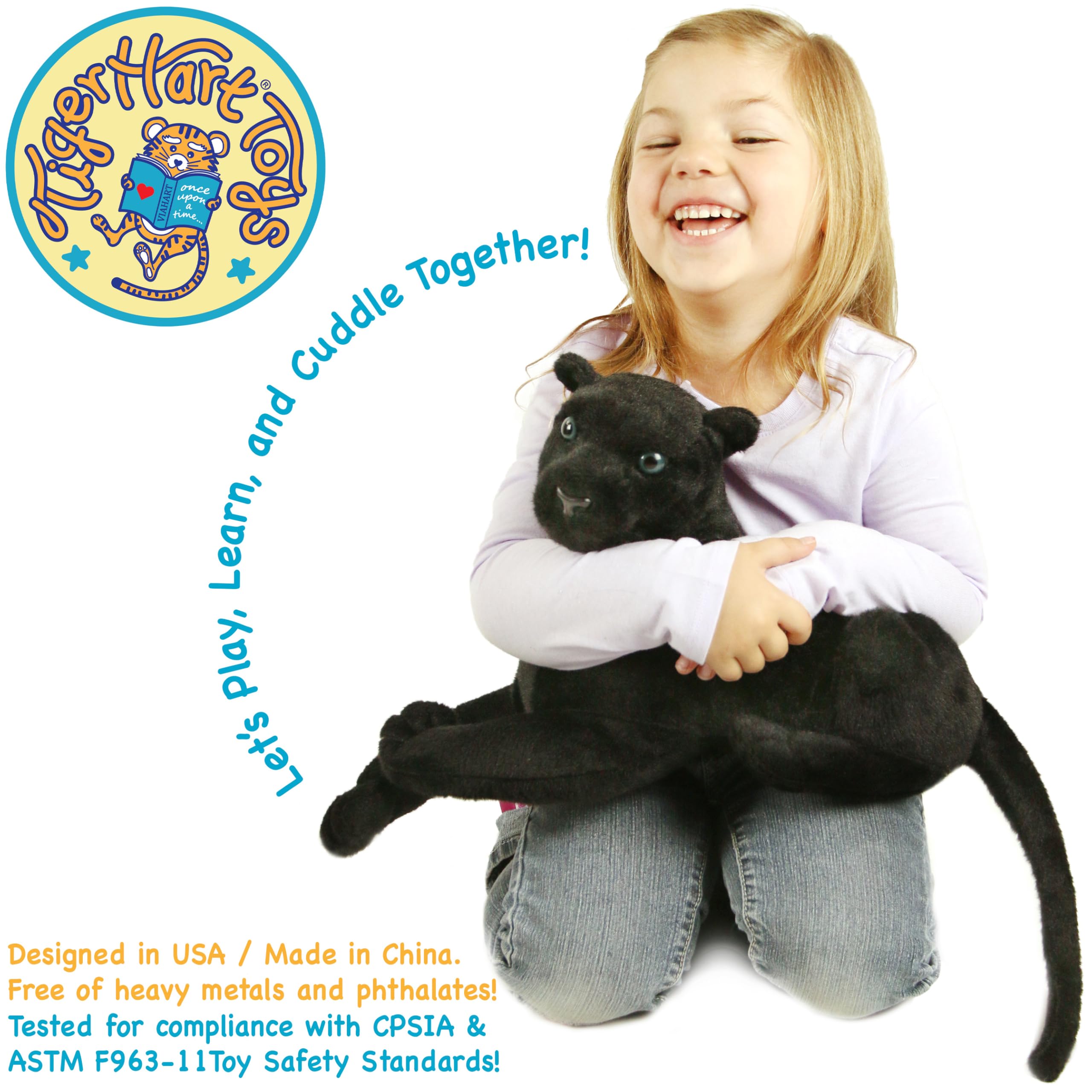 TigerHart Sid the Panther plush head close-up, showcasing soft fabric and friendly expression