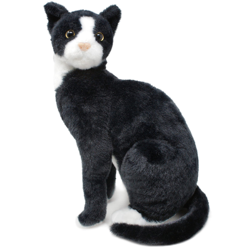 TigerHart Tate tuxedo cat plush, front view, soft and huggable companion.