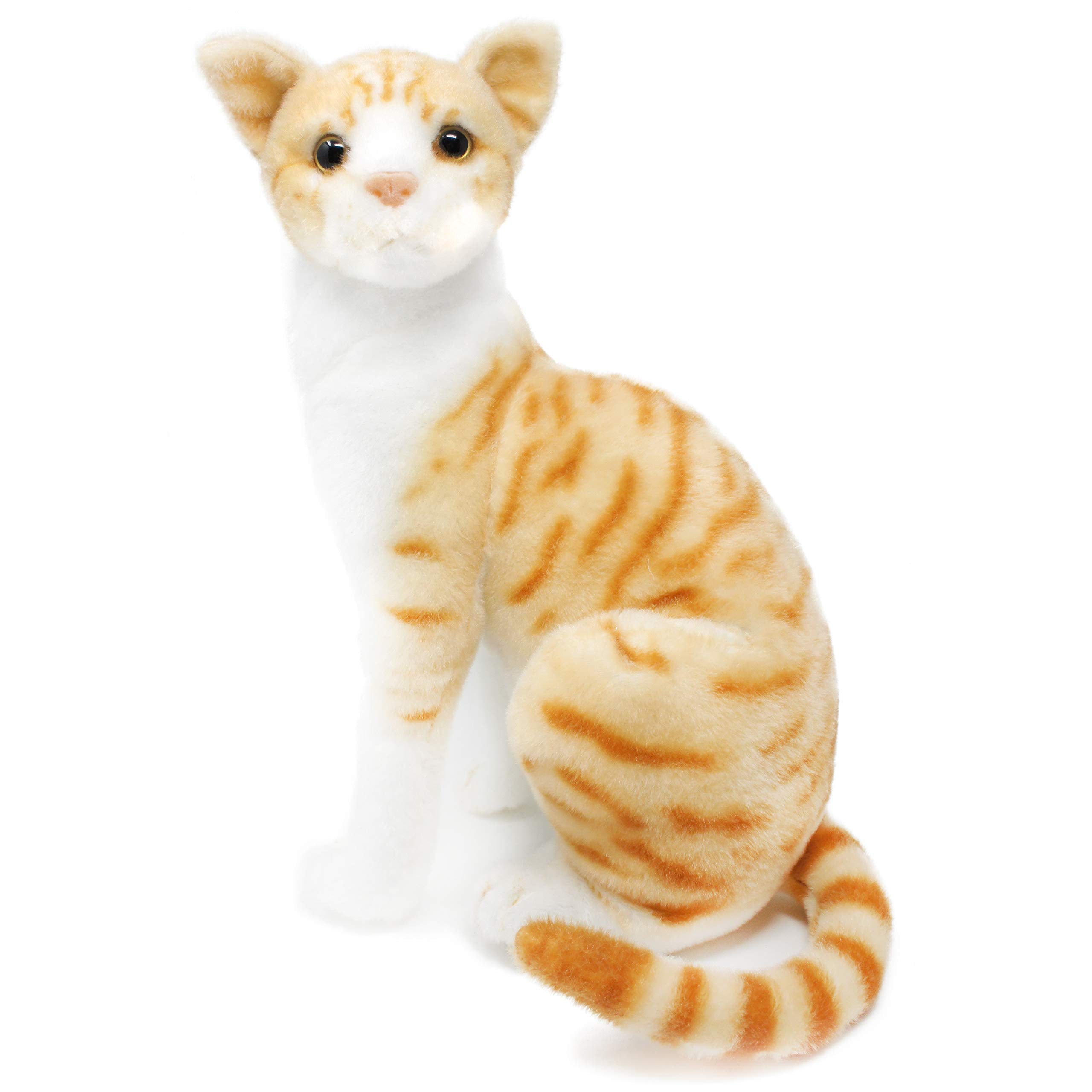 TigerHart Tobias orange tabby plush face close-up showing soft fabric for cuddling.