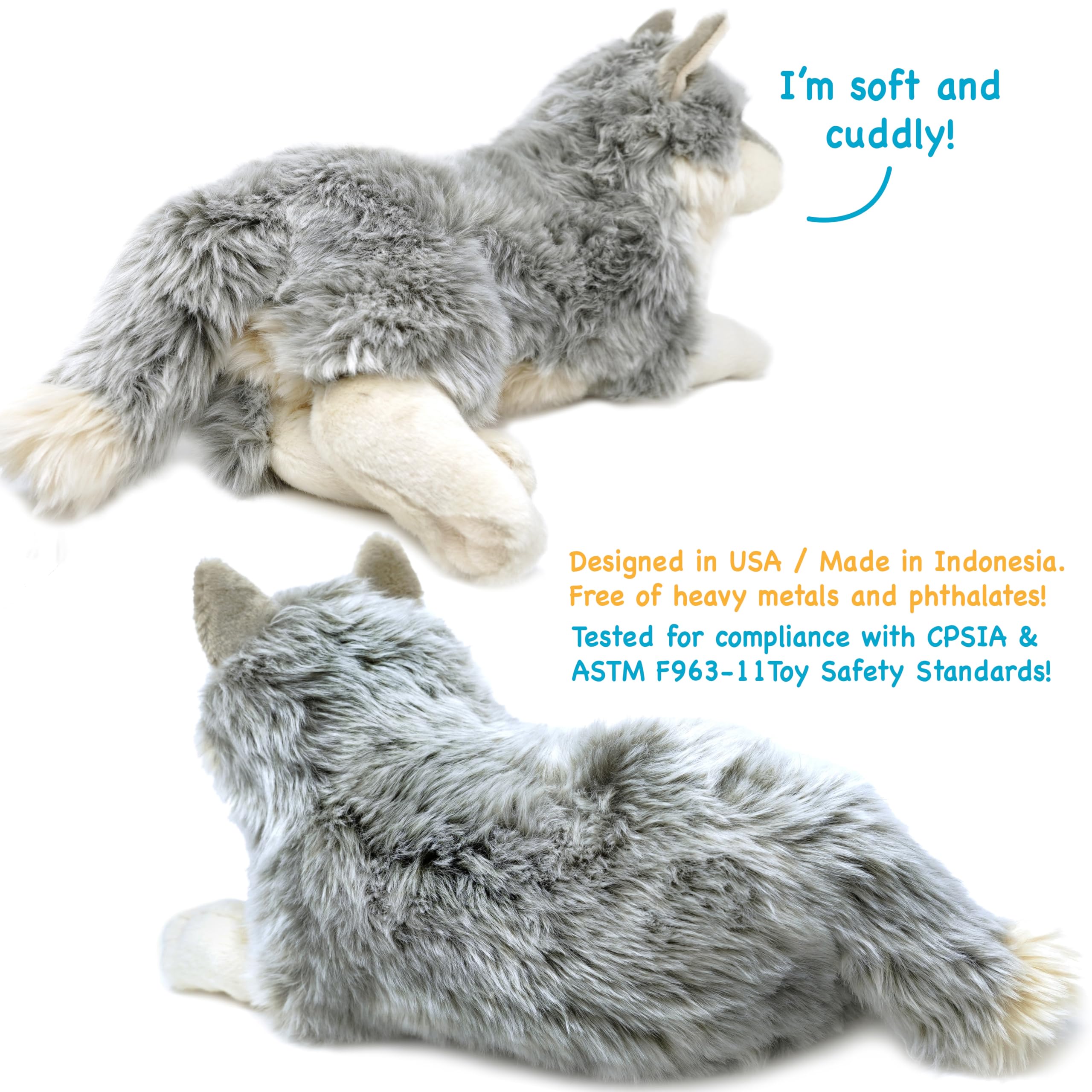 TigerHart Whitaker Wolf plush care instructions emphasize easy cleaning after adventures.