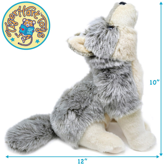 TigerHart Wolcott Wolf plush features soft fabric for comforting hugs during playtime.