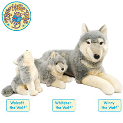 TigerHart Wolcott Wolf plush includes a story card for imaginative play.