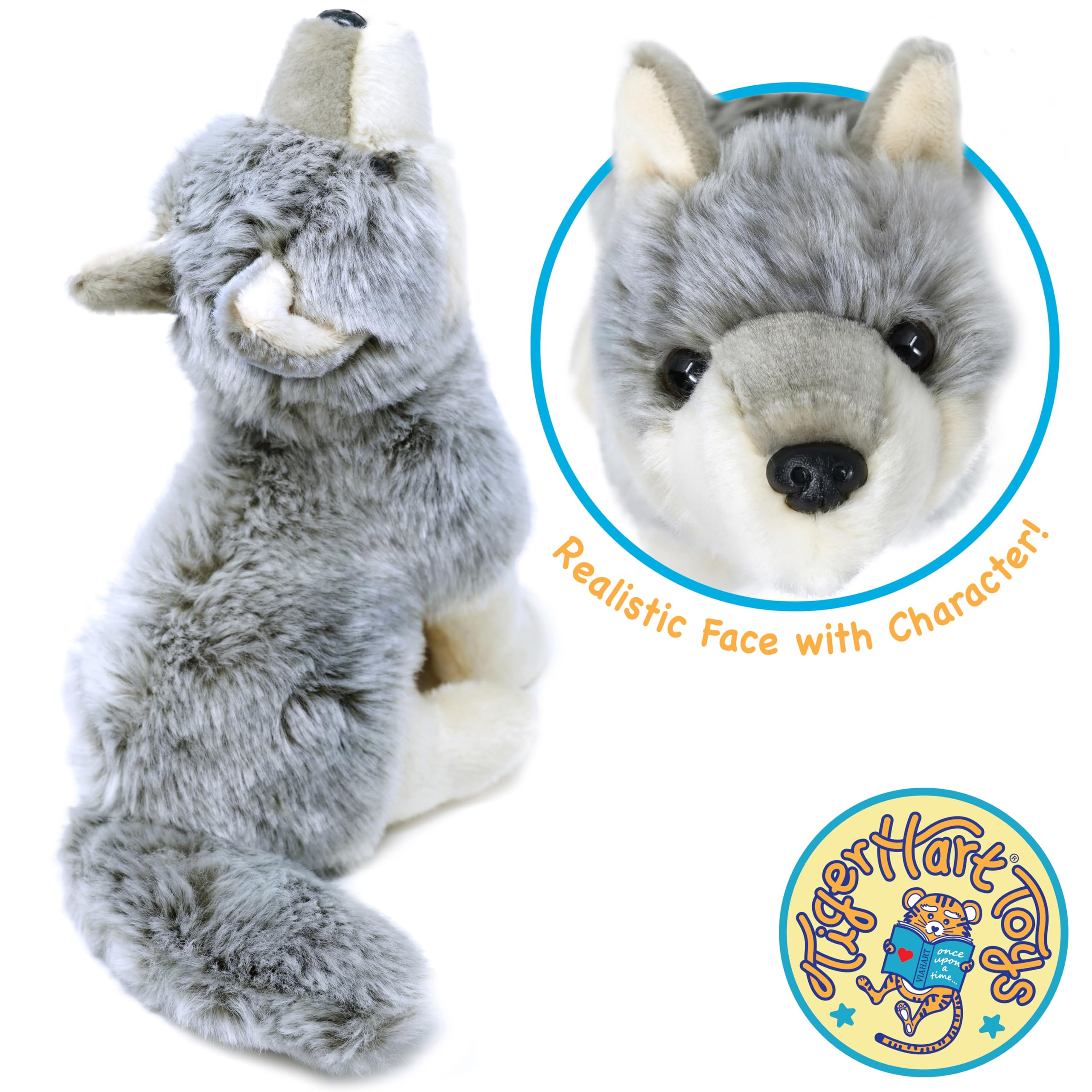 TigerHart Wolcott Wolf plush weighs about 0.35 lb for easy carry.