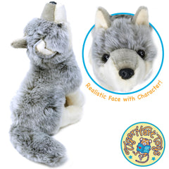TigerHart Wolcott Wolf plush weighs about 0.35 lb for easy carry.
