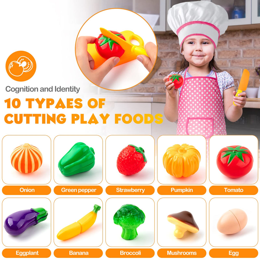 Tigerhu 26PCS play kitchen apron and chef hat for role-play dressing.