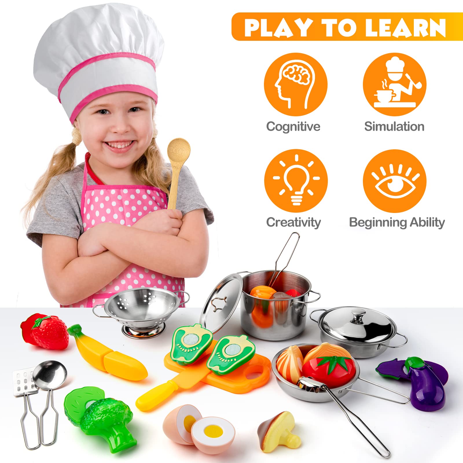 Tigerhu 26PCS play kitchen colander designed for pretend washing and rinsing.