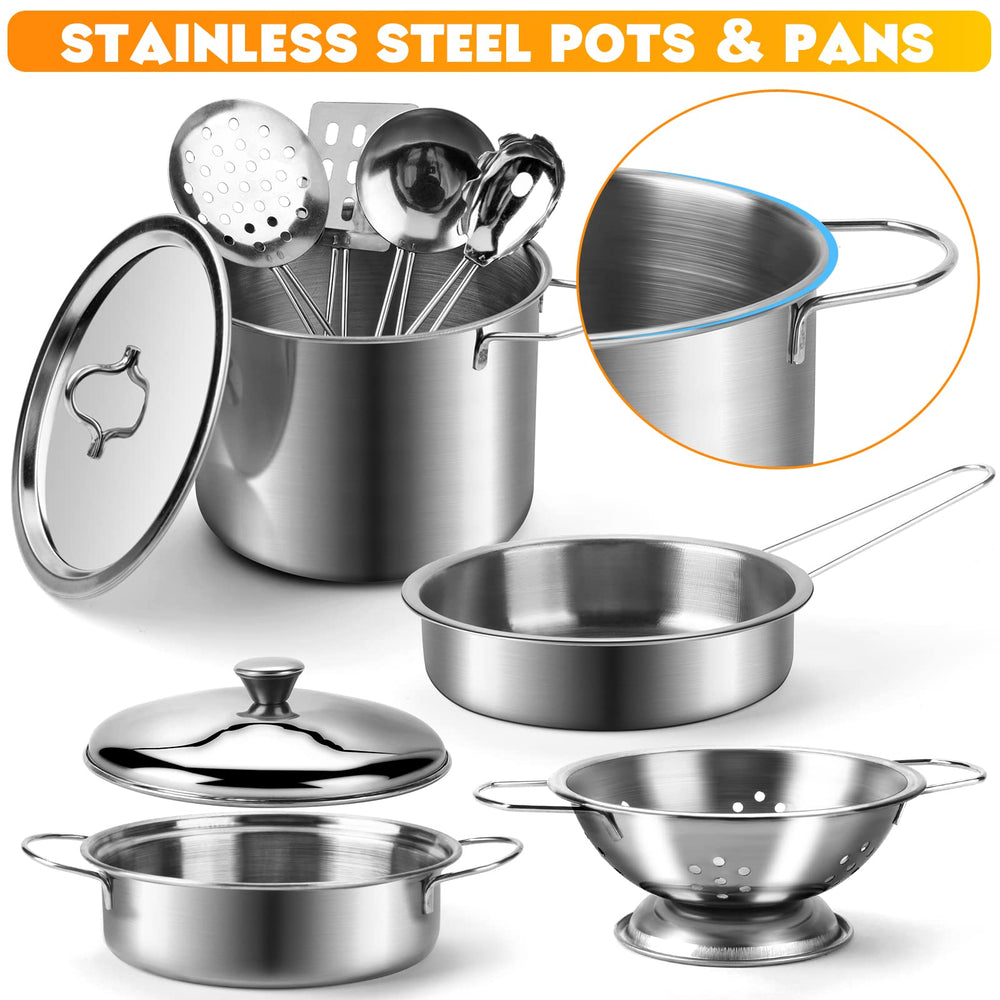 Tigerhu 26PCS play kitchen wooden utensils for hands-on cooking practice.