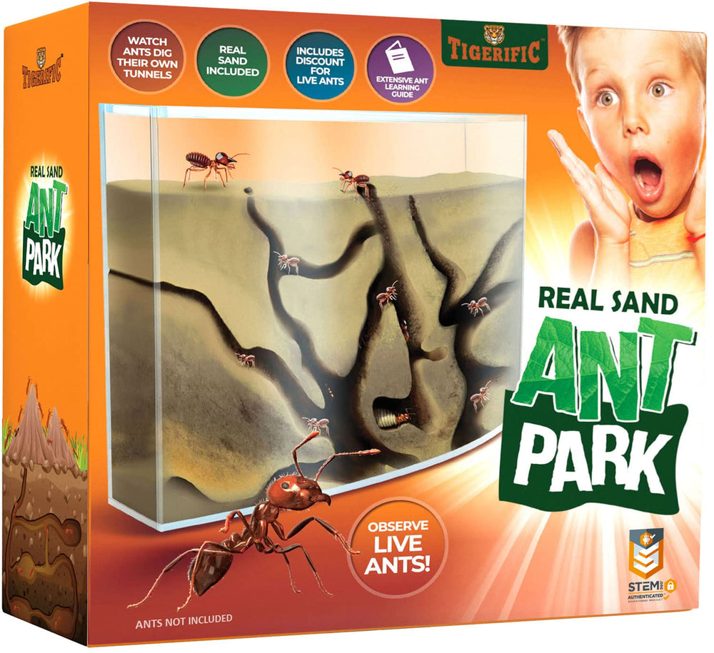 Tigerific ant farm inside view reveals tunnels for hands-on science at home.