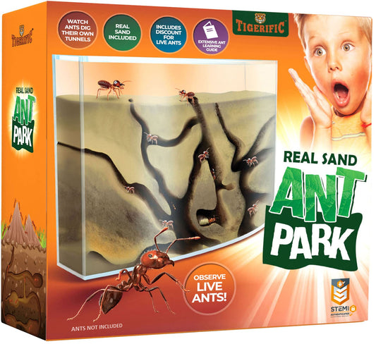 Tigerific ant farm inside view reveals tunnels for hands-on science at home.
