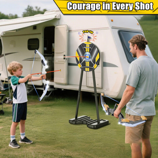 TIGTECGAME LED bow and arrow set with suction arrows for safe fun.