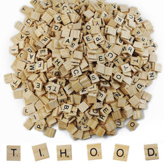 TIHOOD wooden letter tiles pack displayed for versatile crafts and learning.