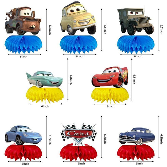 Tihufe cars honeycomb centerpiece table decor elevates the party table with bold visuals