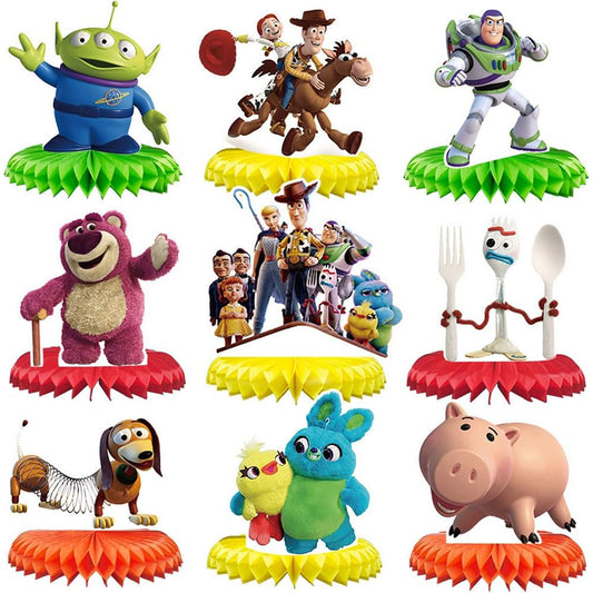 Tihufe Toy Story honeycomb centerpiece 1 with vibrant characters for festive table decor