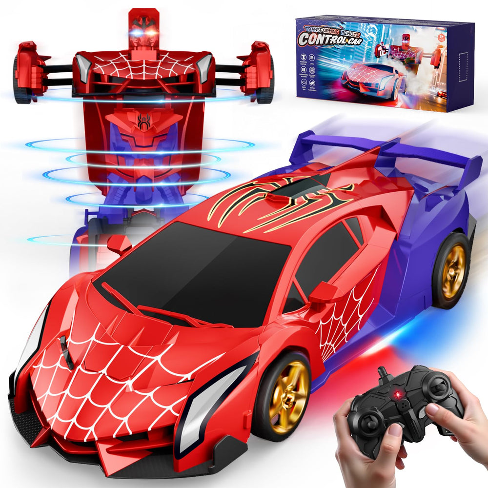 TIKAFONY Spider Transform RC Car with eye and underbody lights for immersive play
