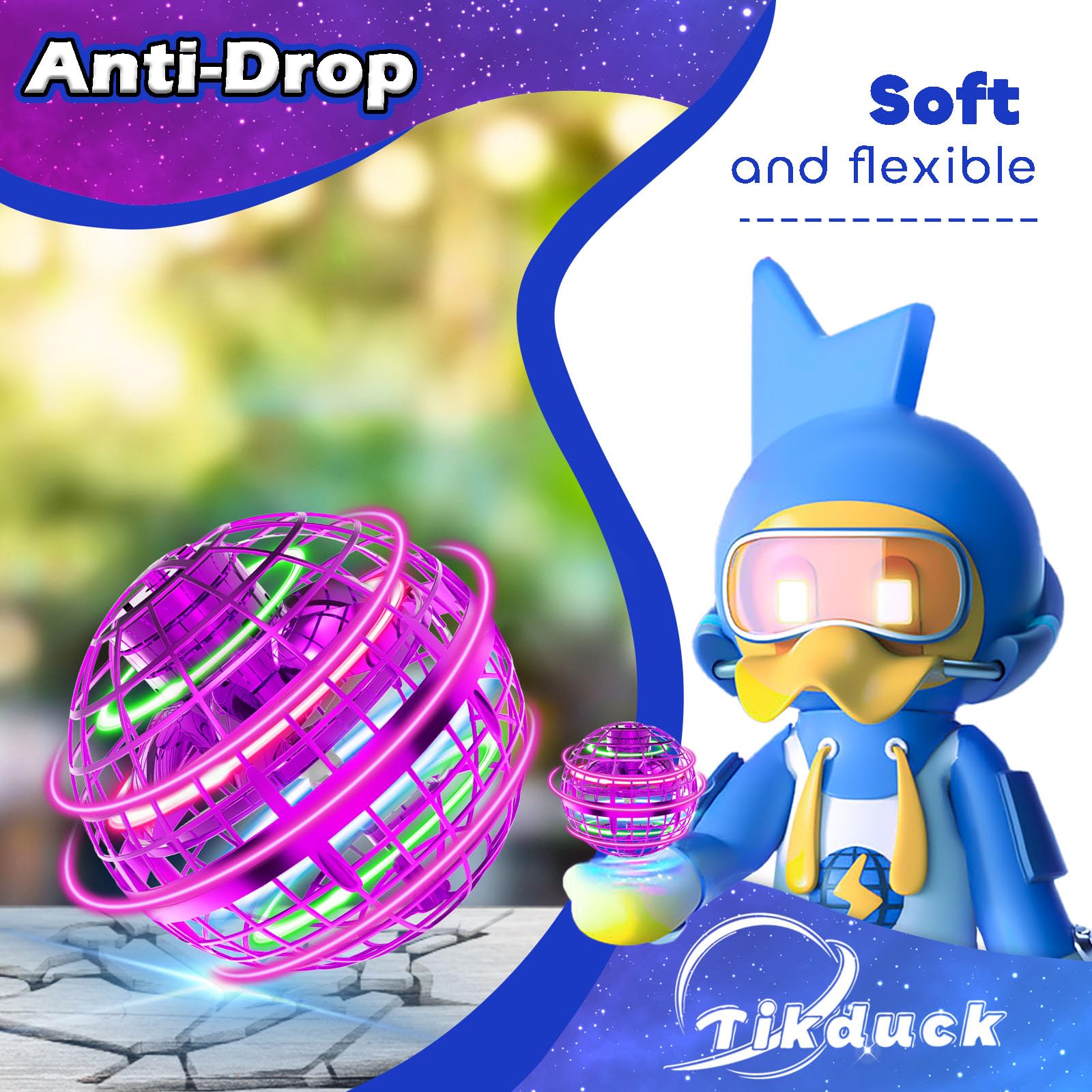 Tikduck enclosed propellers ensure safety during flight for kids.
