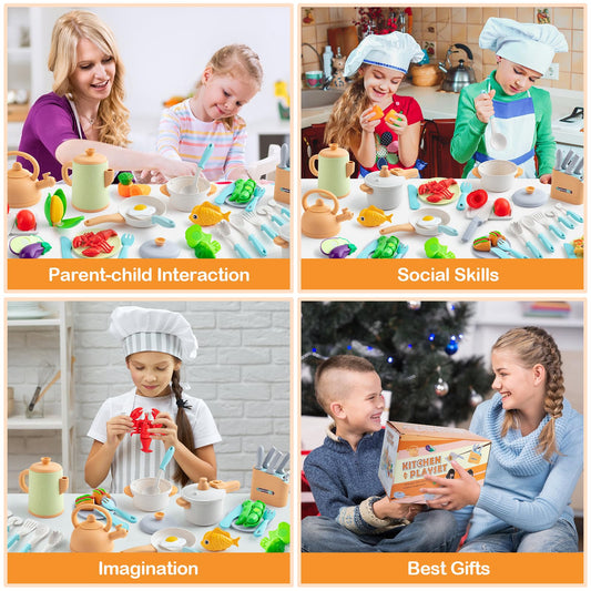 TIKJOYFUL pressure pots and pans provide realistic pretend kitchen experiences