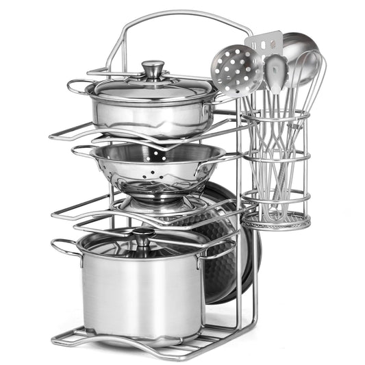 TikOnsYol 12-piece set on a kid's kitchen shelf for imaginative pretend play