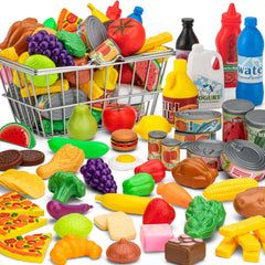 TikOnsYol 55 Pcs grocery set with canned goods for imaginative shopping play and sorting