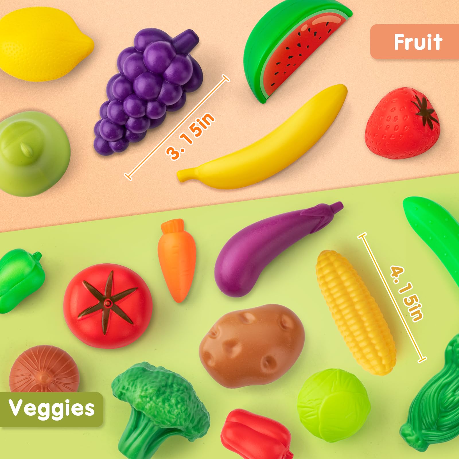 TikOnsYol fresh fruits and vegetables boost pretend meal creation and color recognition