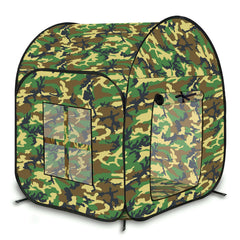 TikOnsYol kids military pop up tent front view, camouflage design for indoor play