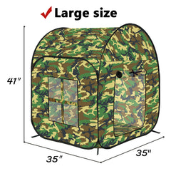TikOnsYol kids military pop up tent side view, compact design for travel