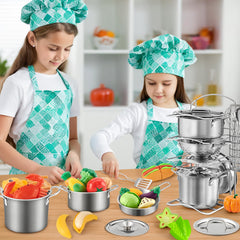 TikOnsYol whisk and slotted spatula offer versatile pretend cooking tasks.
