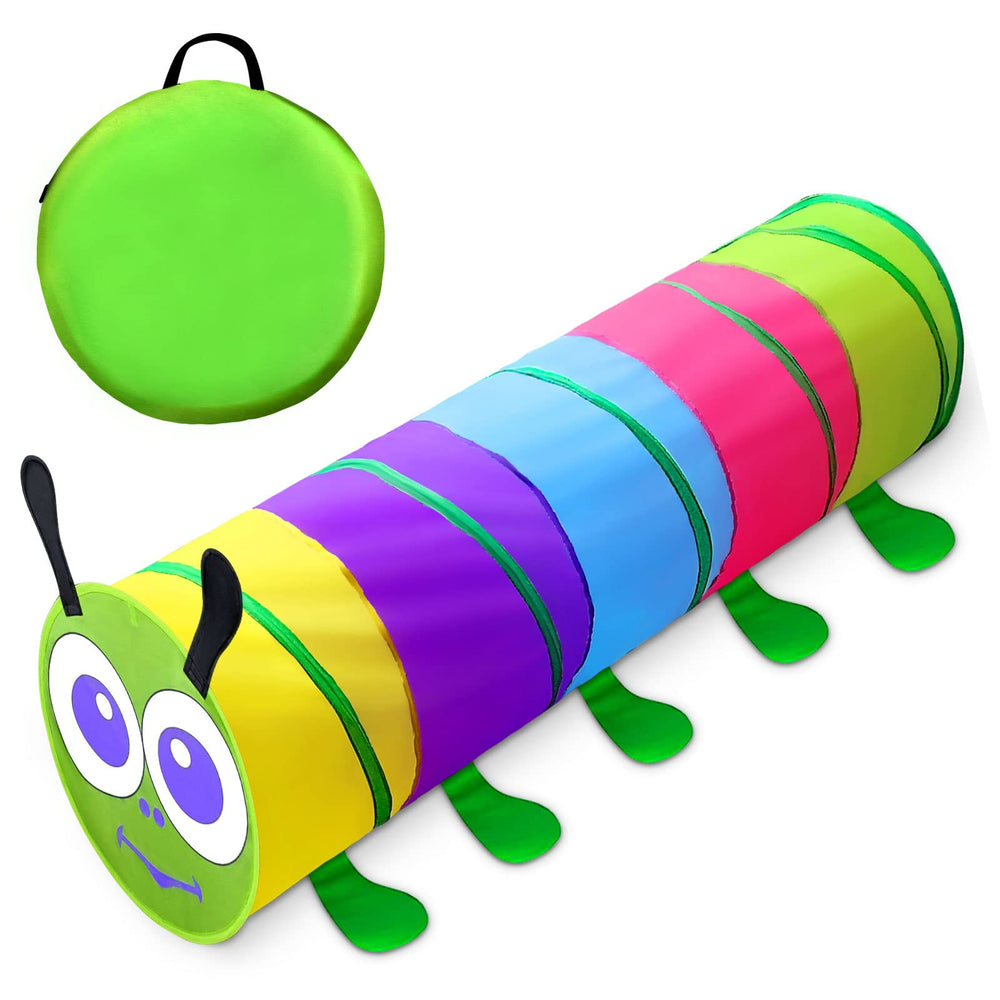 TIKTENT play tunnel ready for quick indoor setup, ideal for toddlers.