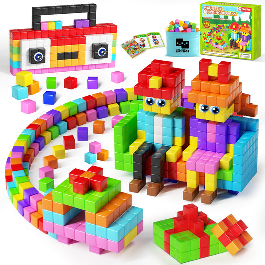 TikTiles 116pcs magnetic blocks with eyes for imaginative play and storytelling