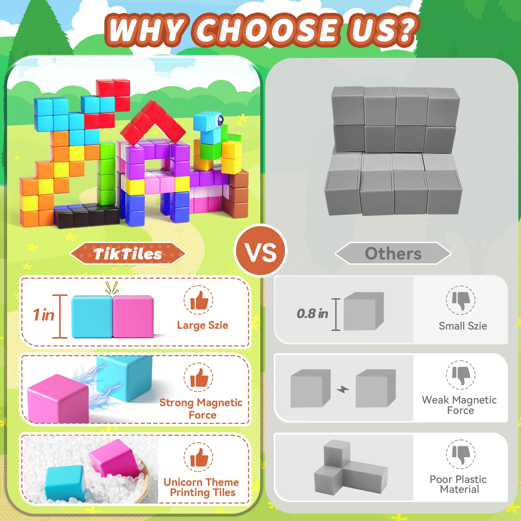 Close-up of TikTiles magnetic Eyes adding character to builds