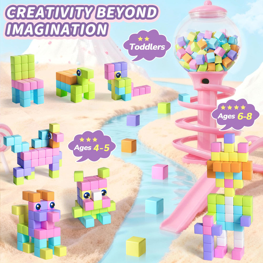 TikTiles STEM play in a colorful macaron color palette