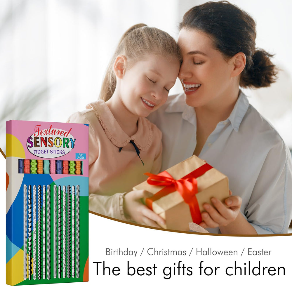 Tikwork bright-colored fidget sticks add playful contrast and engagement.