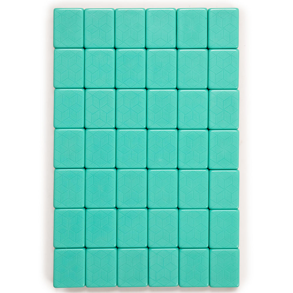Tile pattern close-up shows engraved characters for easy recognition.