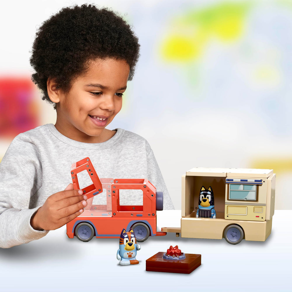 Tile Town Bluey Heeler Camper 4WD setup encourages interactive pretend play and collaboration.