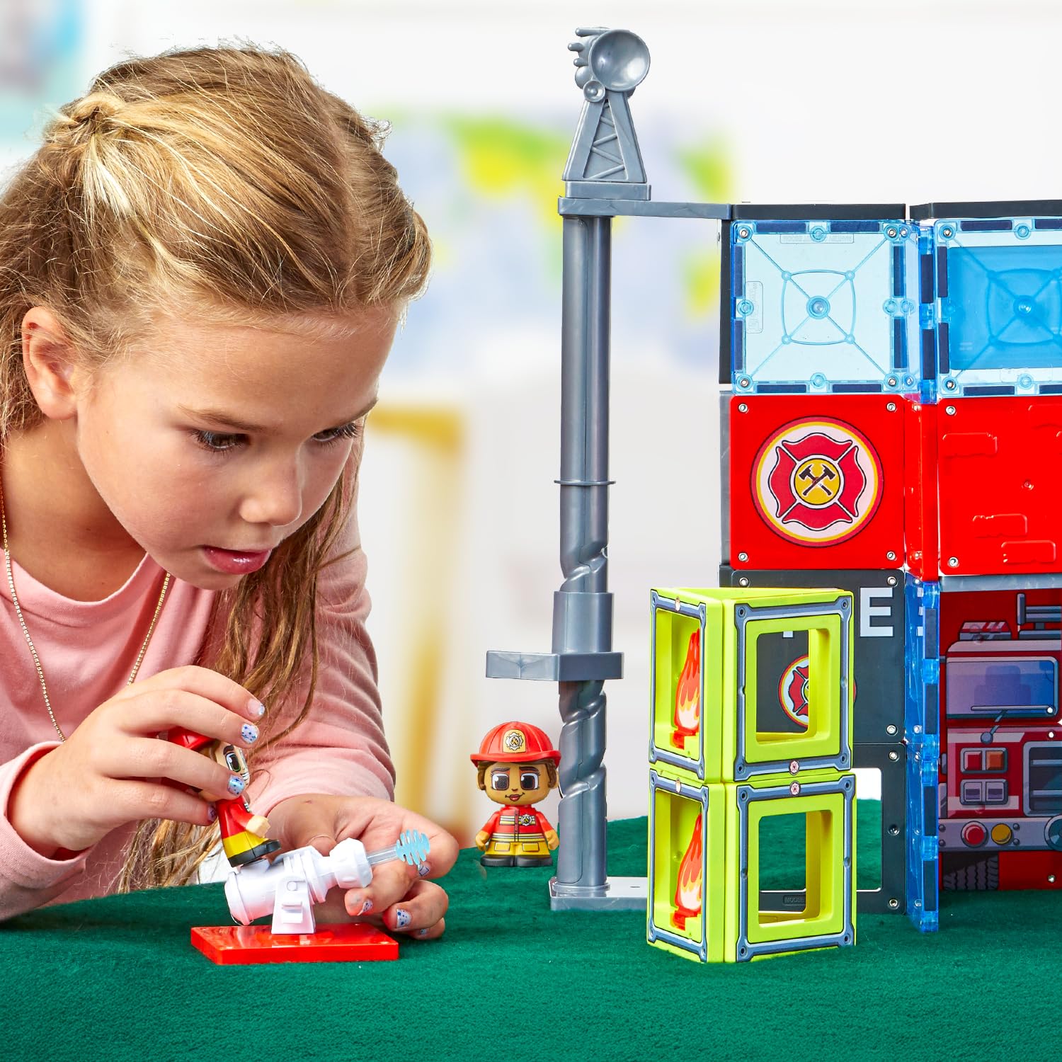 Tile Town kids building a firehouse showcases modular construction fun