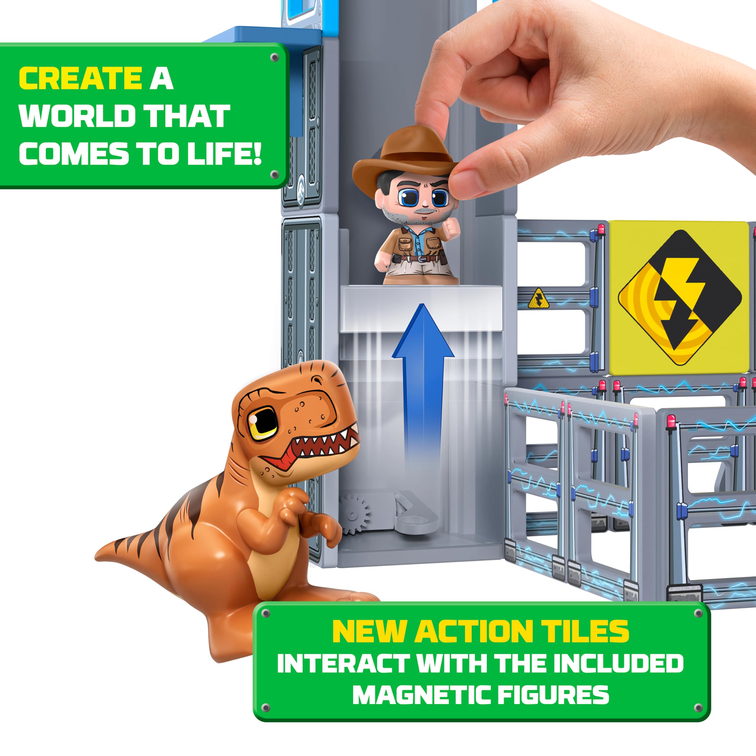 Tile Town Magnetic dinosaur tiles in varied shapes boost building creativity