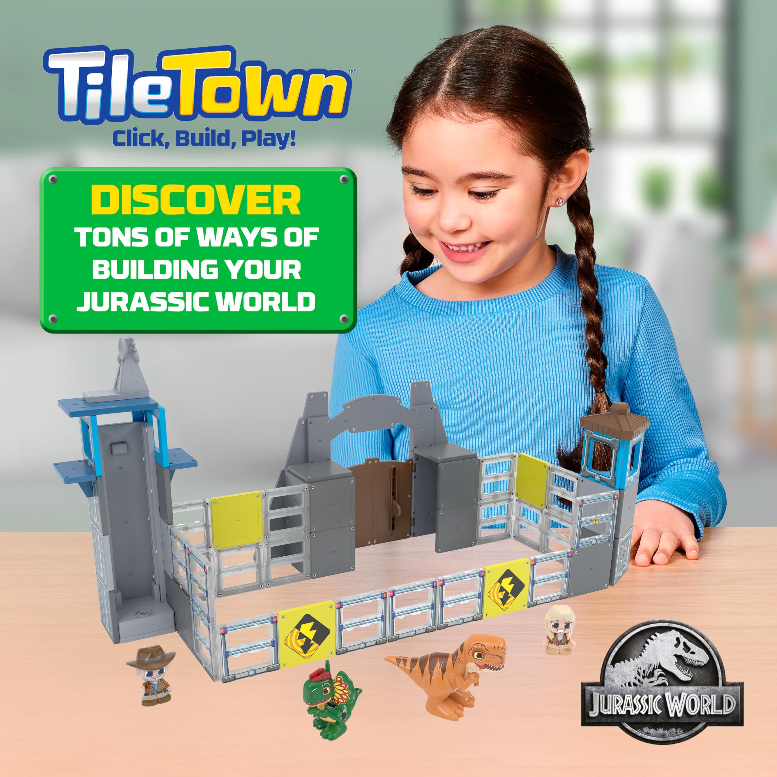 Tile Town Playroom dinosaur adventure scene promotes hands-on STEM exploration