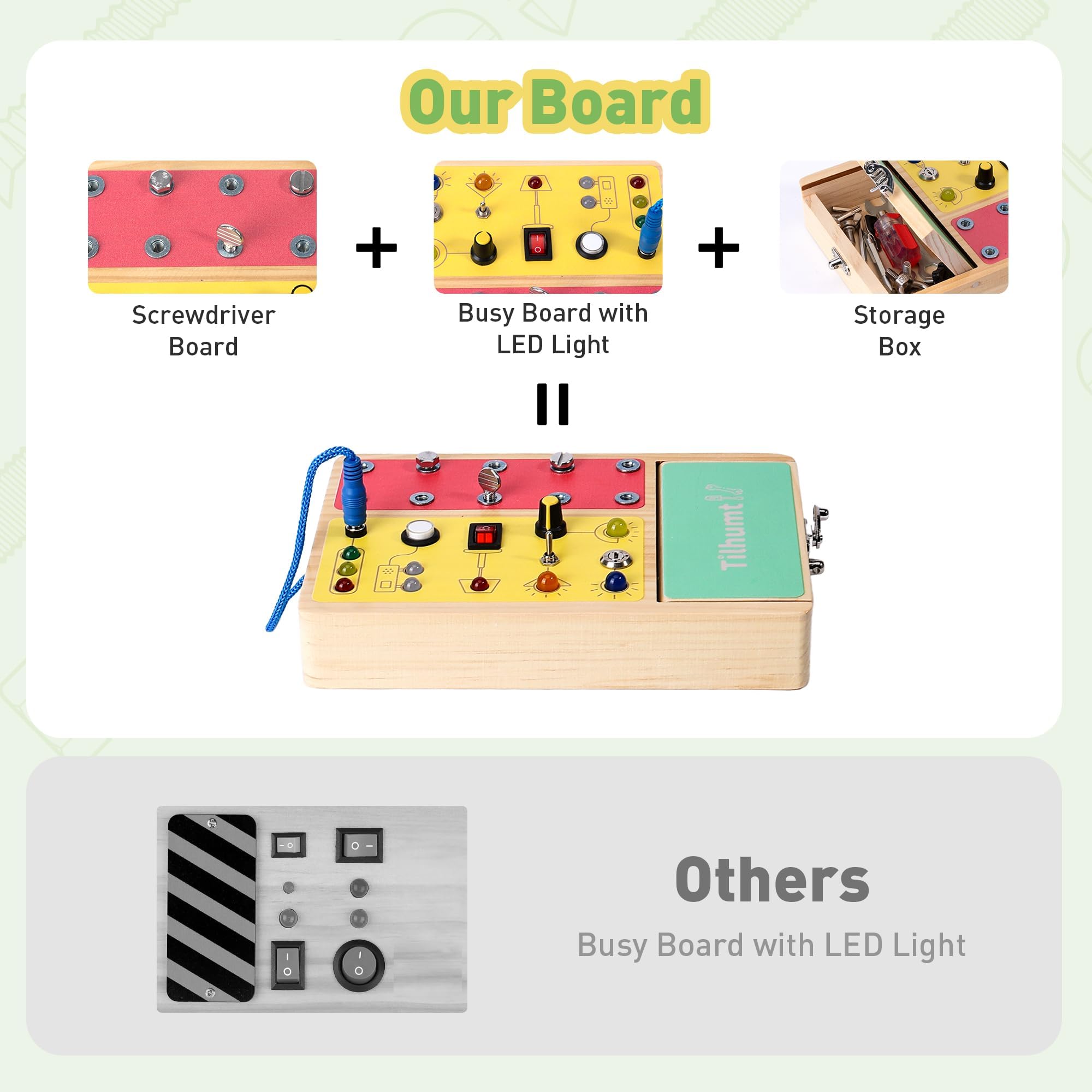 Tilhumt lockable toolbox busy board enables safe, hands-on problem solving on the go.