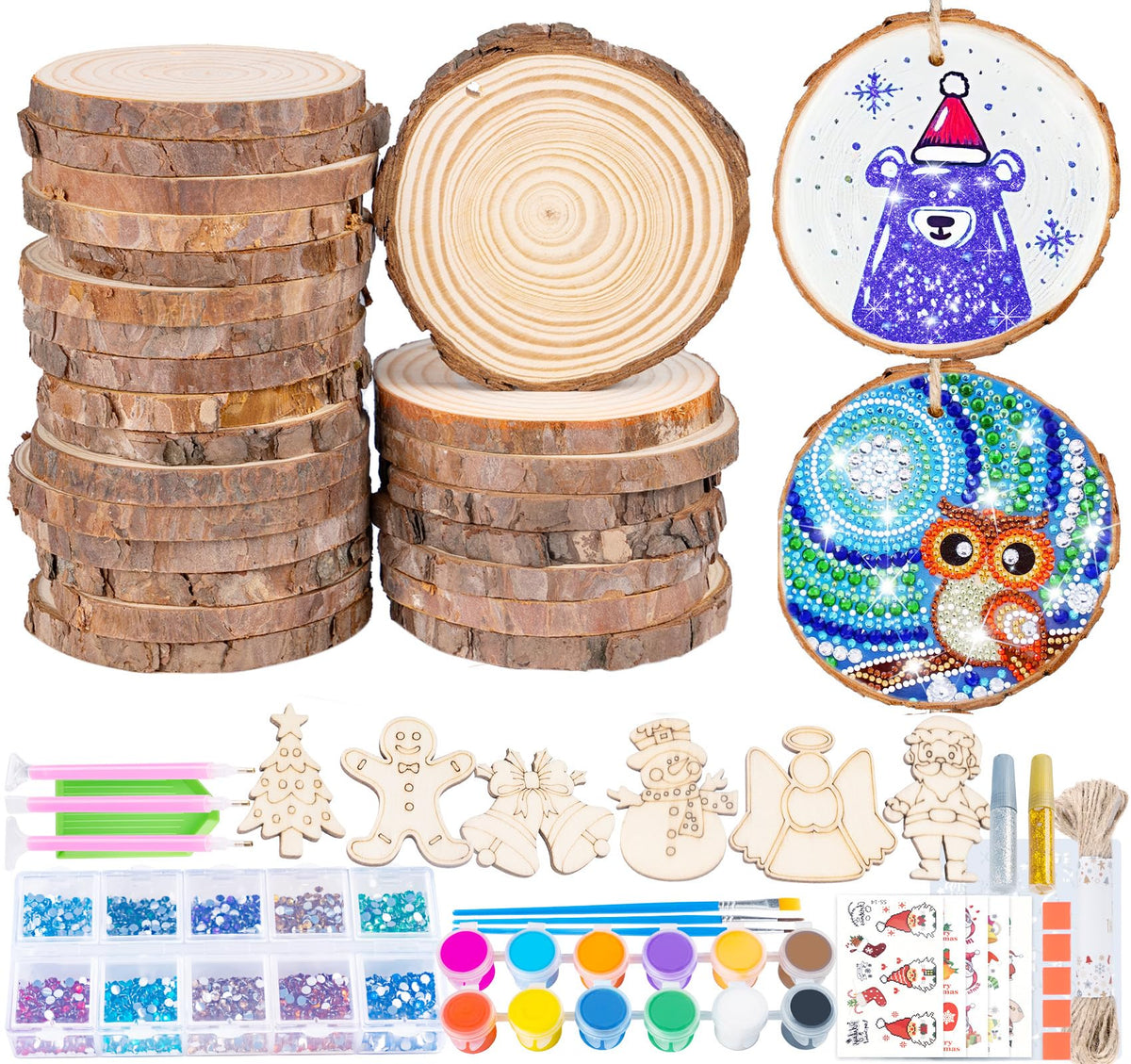 Timburst wood slices with pre-drilled holes ready for easy hanging