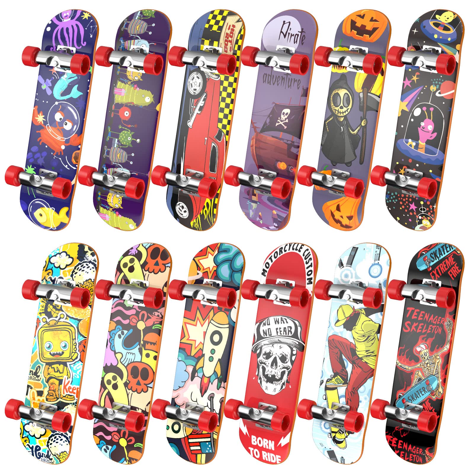 Time4Deals fingerboard 12pc set with matte finish and colorful patterns for kids.