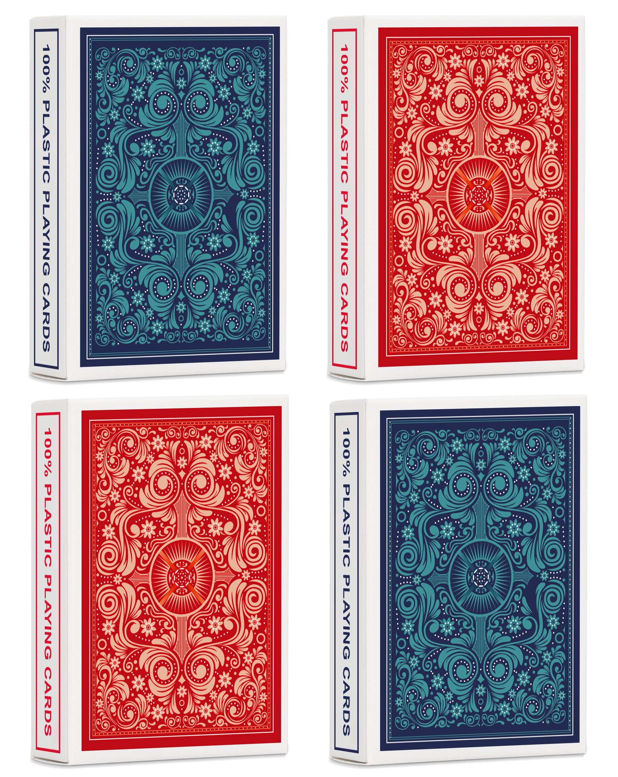 Timenued 4-pack blue deck playing cards for smooth play and easy shuffle.