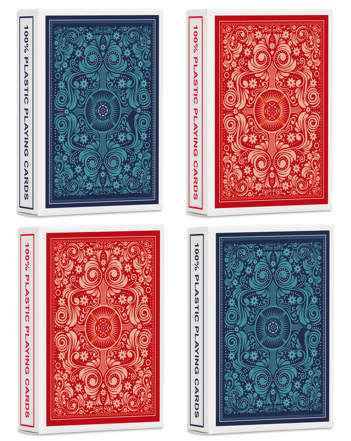Timenued 4-pack blue deck playing cards for smooth play and easy shuffle.