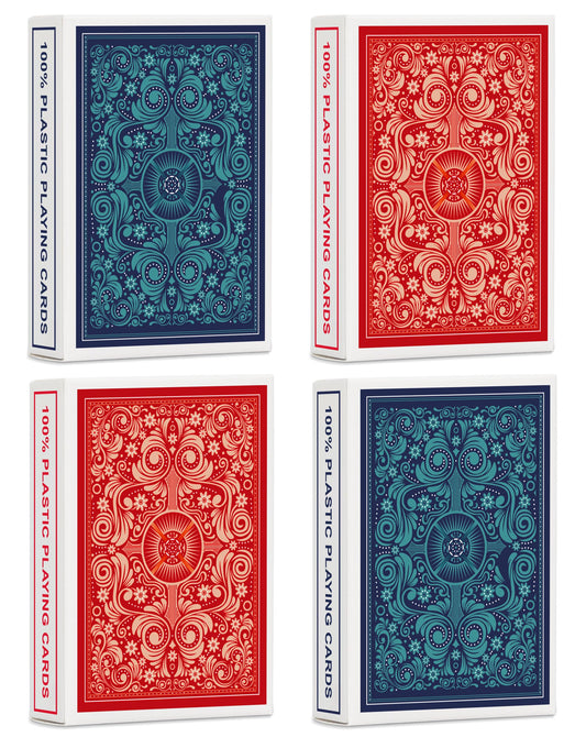 Timenued 4-pack blue deck playing cards for smooth play and easy shuffle.