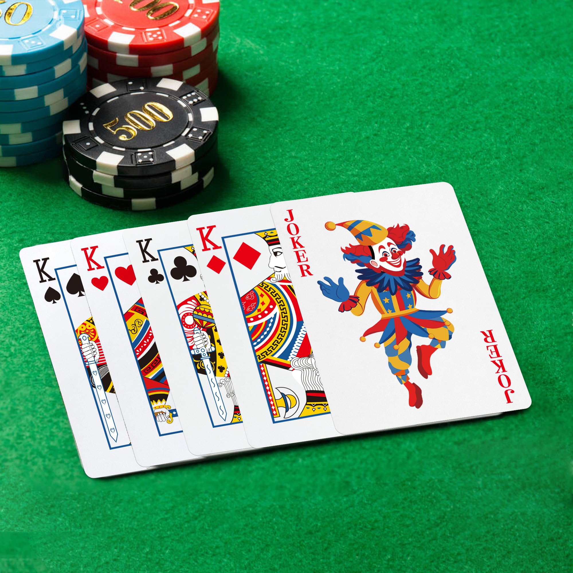 Timenued standard poker size playing cards fit most games.