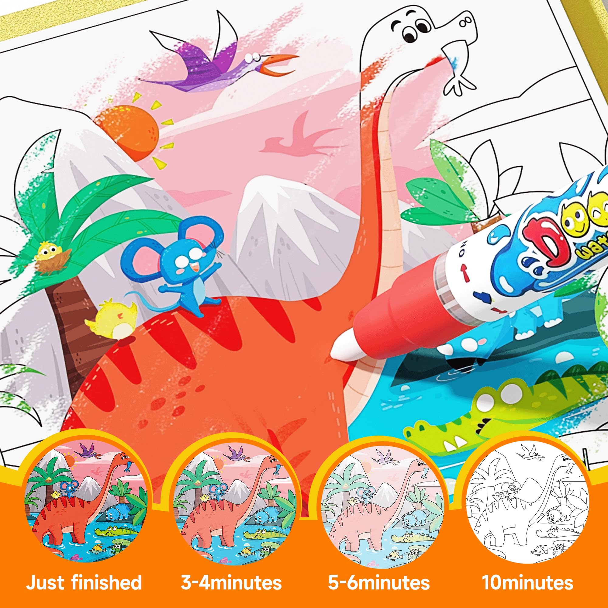 Timetome child painting with water promotes fine motor practice.