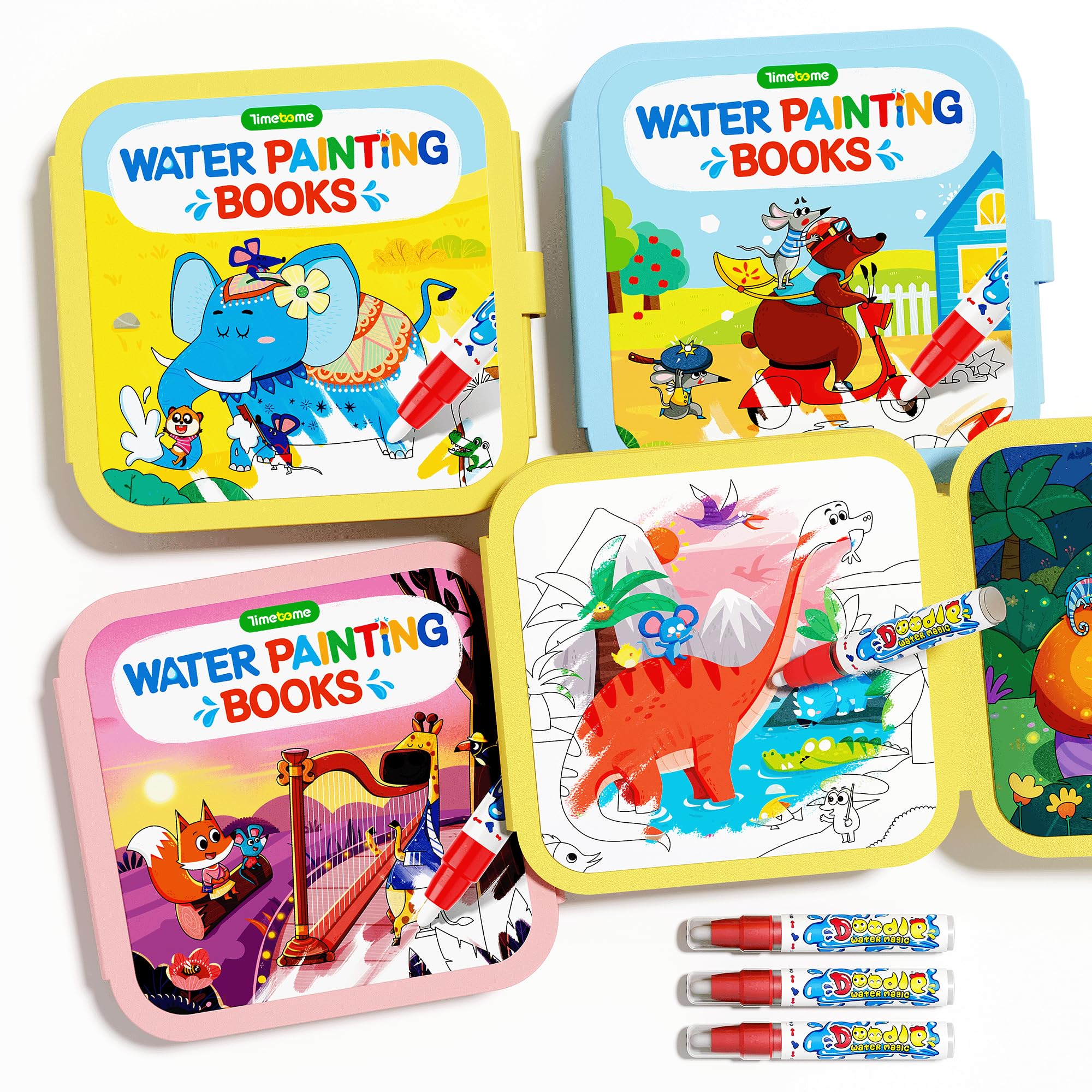 Timetome Fairy Tale water book open showing color reveal for creative play.