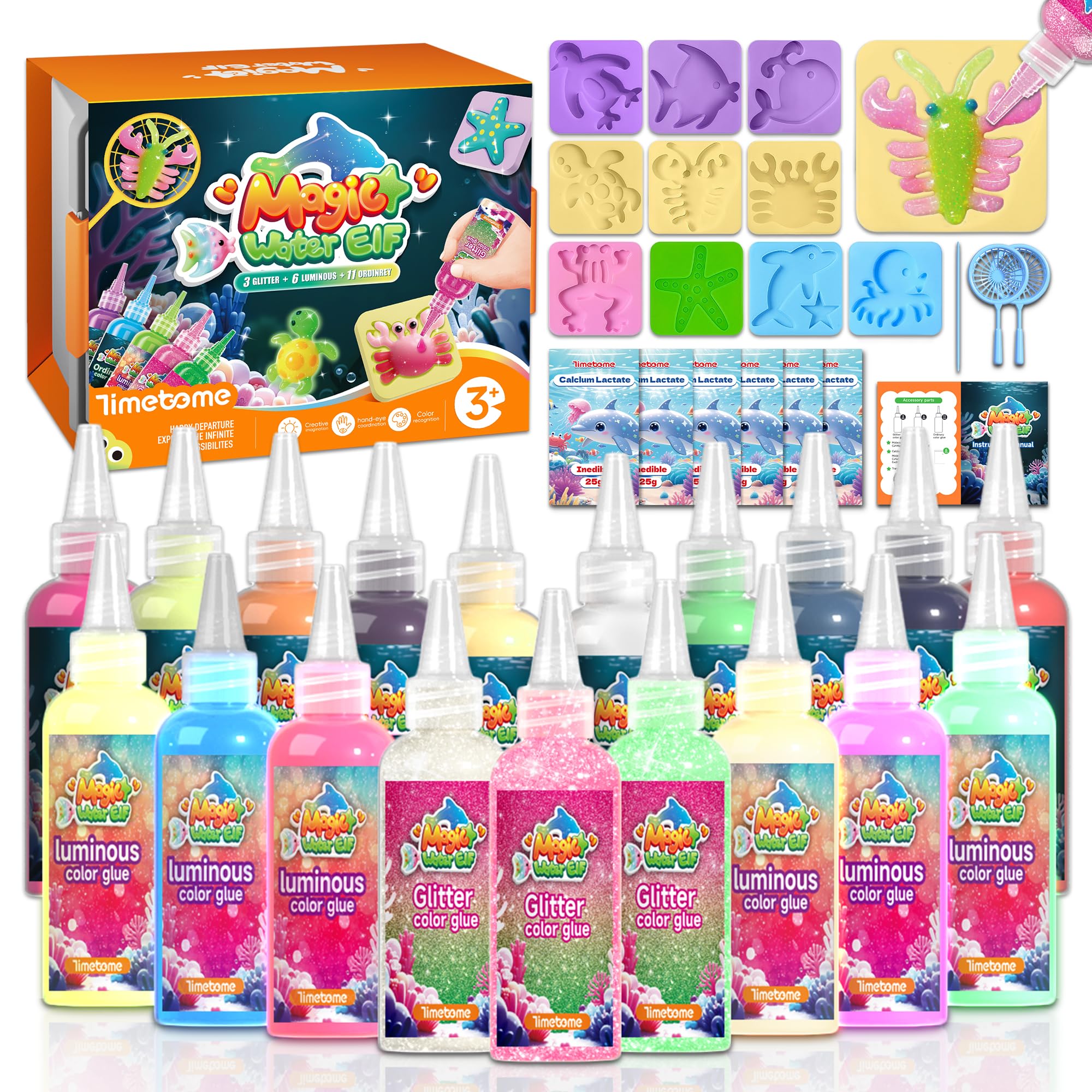Timetome Water Elf Kit color gels palette for vibrant color mixing in play.
