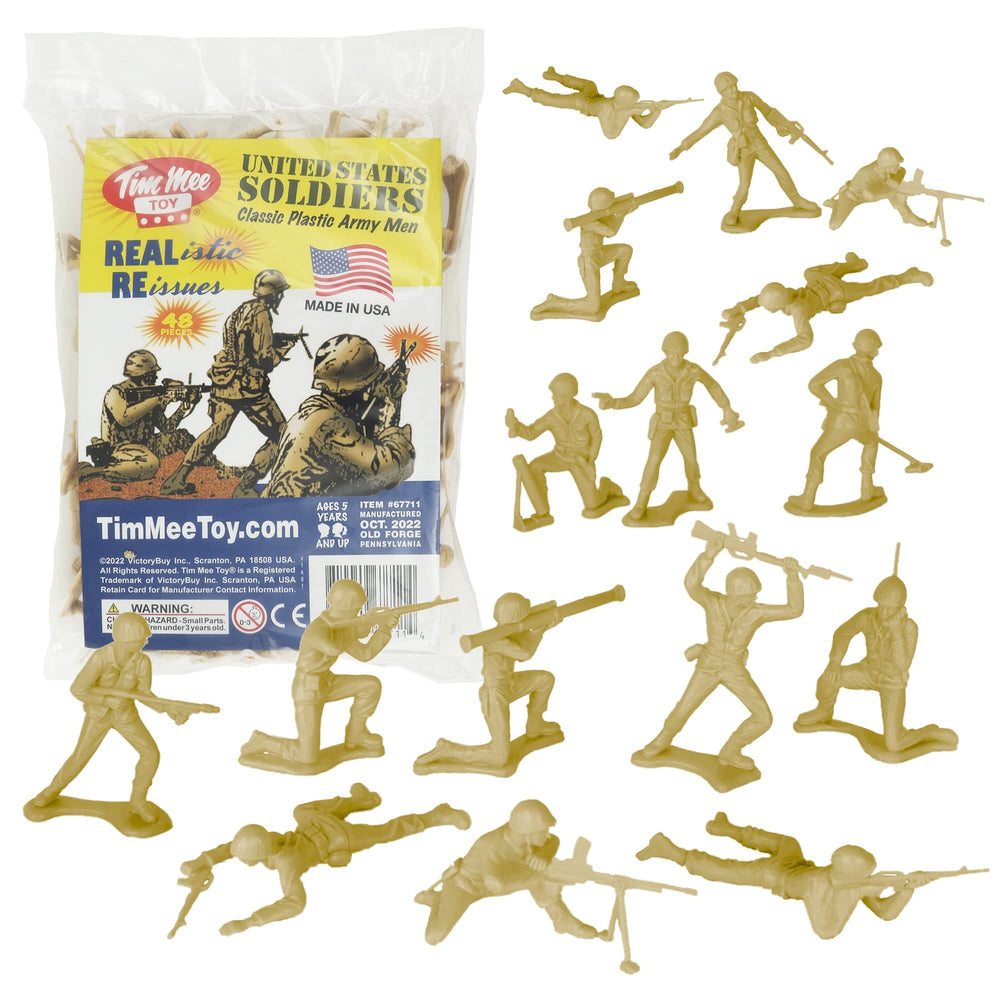 Tim Mee Toy tan army men 48-piece set, durable classic figures for play.