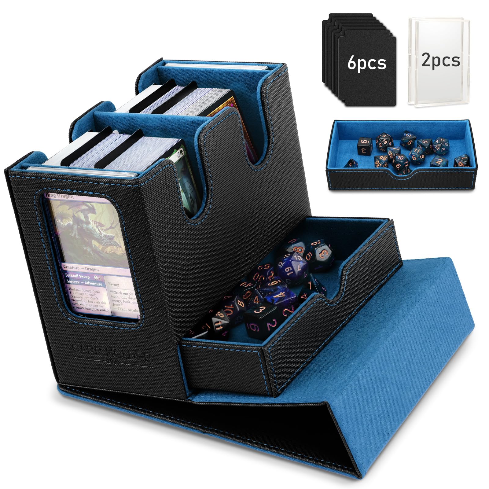 TiMOVO MTG deck box commander display window securely shows leader cards.