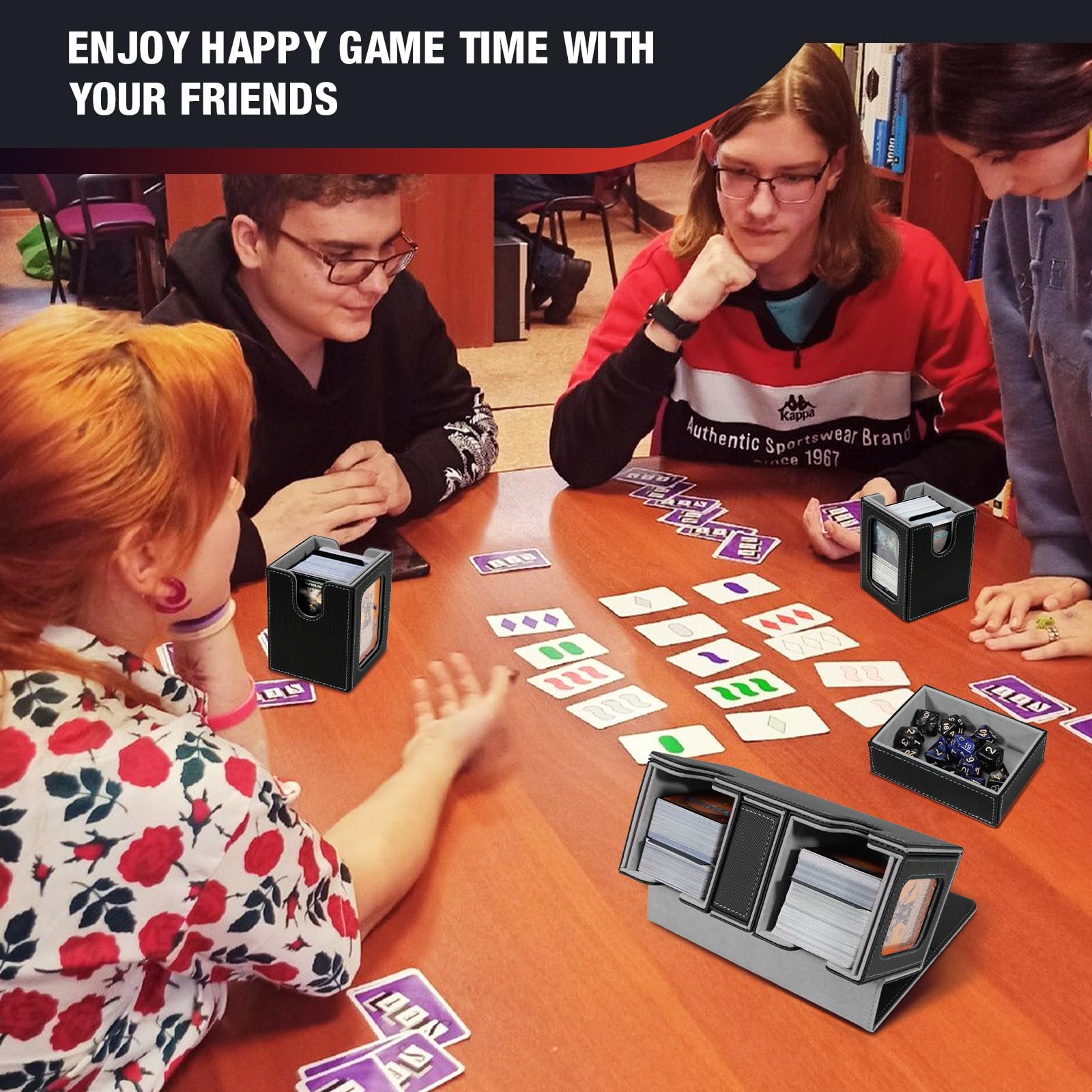 TiMOVO MTG deck box compatible with MTG, Pokémon, Yu-Gi-Oh!, and more